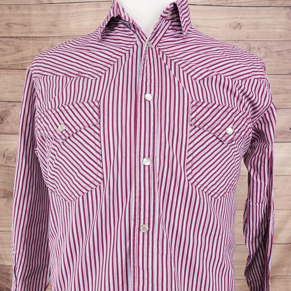 EXPRESS RIDER COLORFUL STRIPED PEARL SNAP BUTTON UP WESTERN SHIRT MENS SZ M
